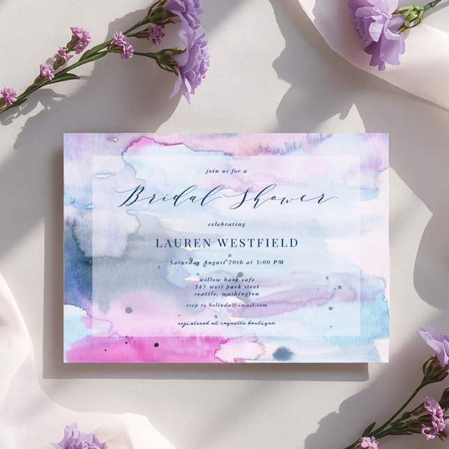 Invitación Dreamy Spring Pink & Navy Bridal Shower Invitation (Subido por el creador)