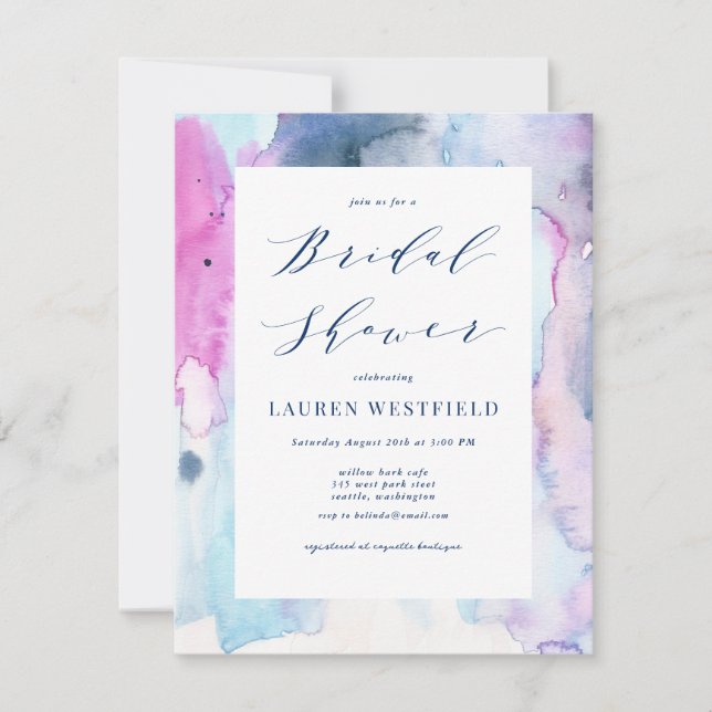 Invitación Dreamy Spring Watercolor Bridal Shower Invitation (Anverso)