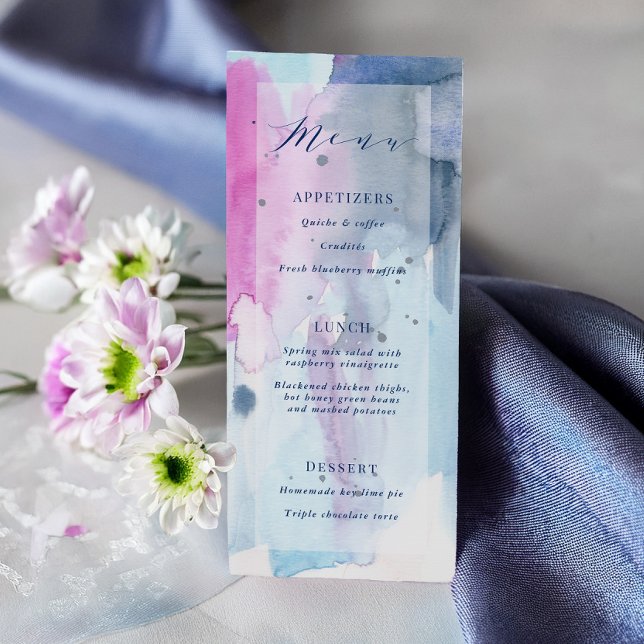 Invitación Dreamy Spring Watercolor Bridal Shower Menu Card (Subido por el creador)