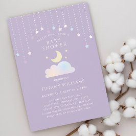 Invitación Dreamy Starry Sky Moon y Stars Baby Shower