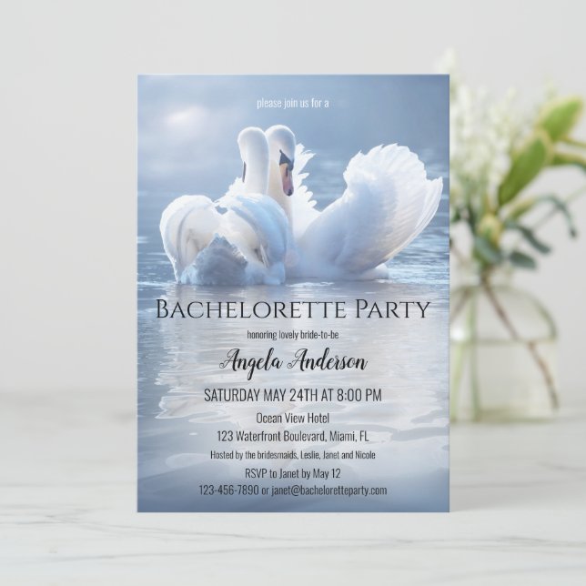 Invitación Dreamy Swan Lake Bachelorette Party (Anverso de pie)