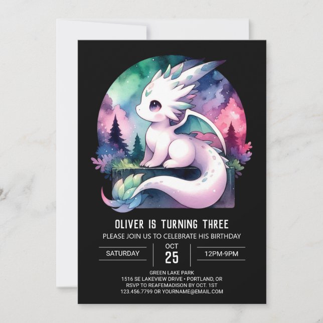 Invitación Dreamy Sweet Dragon Birthday (Anverso)
