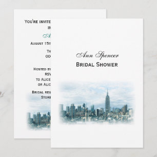 Invitación Dreamy Teal NYC Skyline Despedida de Soltera V
