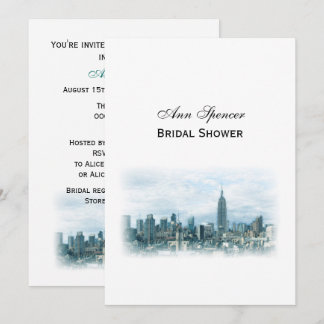 Invitación Dreamy Teal NYC Skyline Despedida de Soltera V
