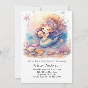 Invitación Dreamy Under Sea Mermaid Baby Shower