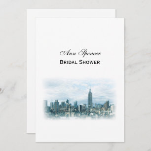 Invitación Dreamy Verde azulada NYC Skyline Bridal Shower V