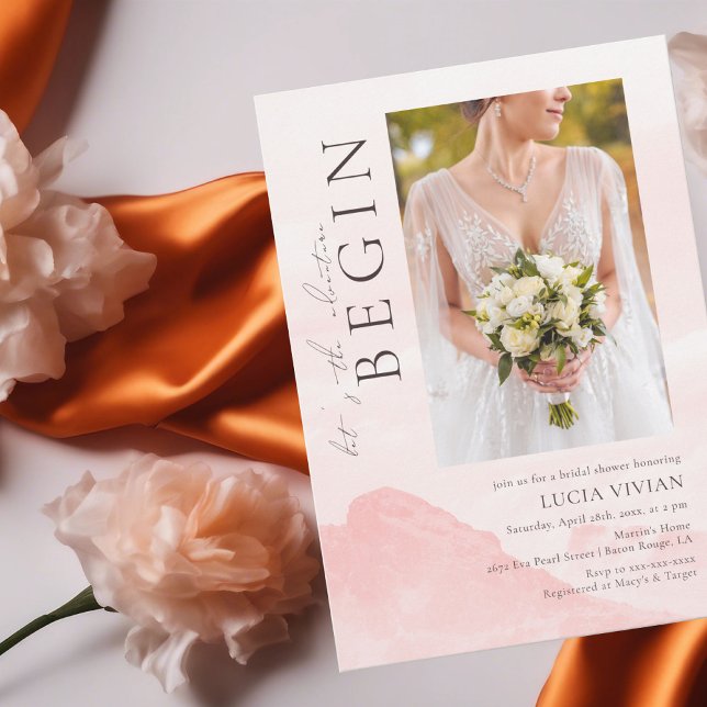 Invitación Dreamy Watercolor Mountain Photo Bridal Shower (Subido por el creador)