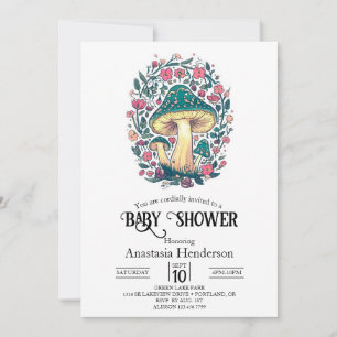 Invitación Dreamy Whimsical Mushroom Baby Shower