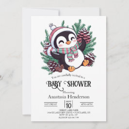 Invitación Dreamy Winter Penguin Baby Shower