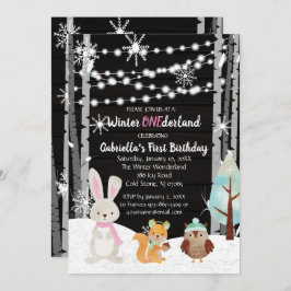 Invitación Dreamy Woodland Forest Animals Onederland Cumpleañ