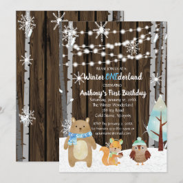 Invitación Dreamy Woodland Forest Animals Onederland Cumpleañ