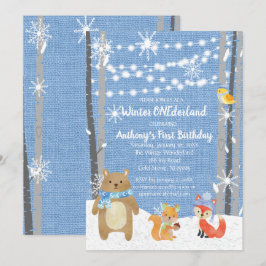 Invitación Dreamy Woodland Forest Animals Onederland Cumpleañ