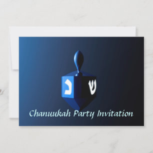 Invitación Dreidel azul brillante