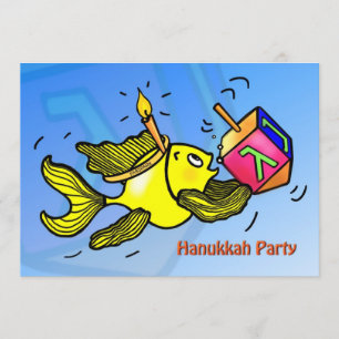 Invitación Dreidel lindo divertido de los pescados de la