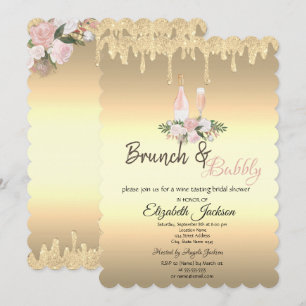 Invitación Drenaje de oro Brunch & Bubbly Flowers Bridal Show
