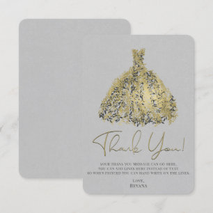 Invitación Dress Botánico Moderno Gris Natural Oro Gracias