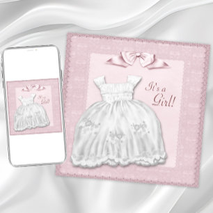 Invitación Dress de encaje rosa Baby Shower niña