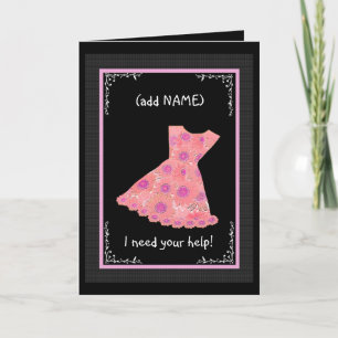 Invitación Dress de niña con flores de nombre personalizado M