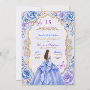 Invitación Dress de Quinceañera Española Azul 15 Años Princes