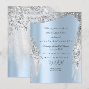 Invitación Dress de Shower Bridal 16 Cumpleaños Gris Plateado