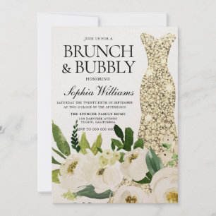 Invitación Dress dorado Brunch & Bubbly Bridal Shower