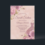 Invitación Dress Rubor Dusty Rosa Dulce Floral 16 Fiesta<br><div class="desc">Vestido Rubor Dusty Rosa Floral Sweet 16 Party Invitation Más elegantes diseños florales en nuestra tienda! Vea la colección coincidente en nuestra tienda</div>