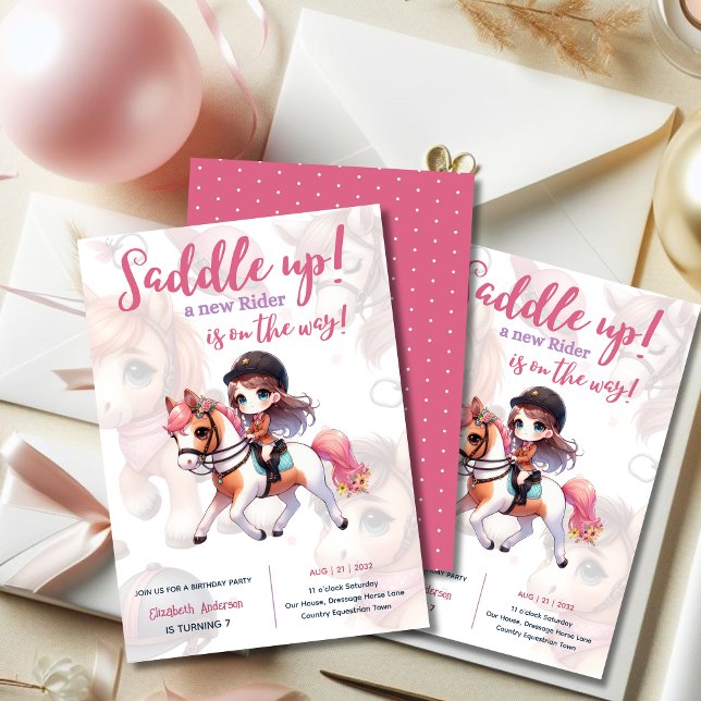 Invitación Dressage Rider Horse Chica fiesta de cumpleaños (Subido por el creador)