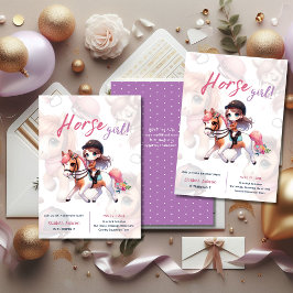 Invitación Dressage Rider Horse Chica fiesta de cumpleaños