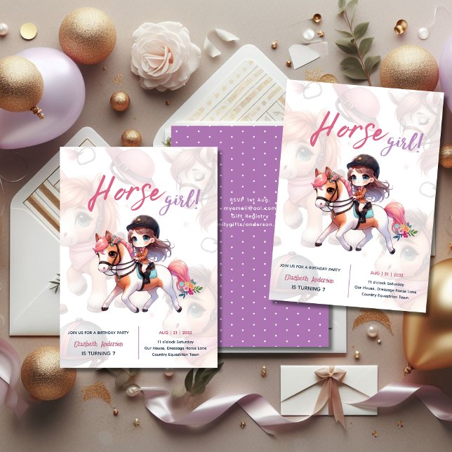 Invitación Dressage Rider Horse Chica fiesta de cumpleaños (Subido por el creador)