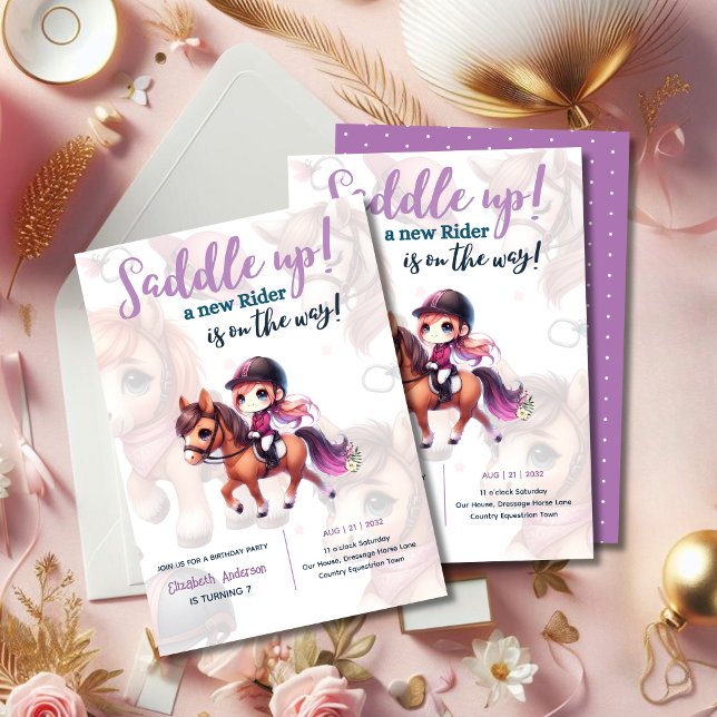 Invitación Dressage Rider Horse Chica fiesta de cumpleaños (Subido por el creador)
