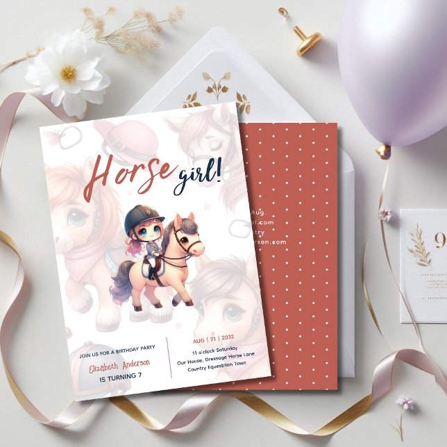 Invitación Dressage Rider Horse Chica fiesta de cumpleaños (Subido por el creador)