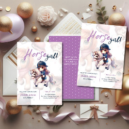 Invitación Dressage Rider Horse Chica fiesta de cumpleaños