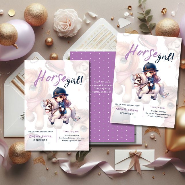 Invitación Dressage Rider Horse Chica fiesta de cumpleaños (Subido por el creador)