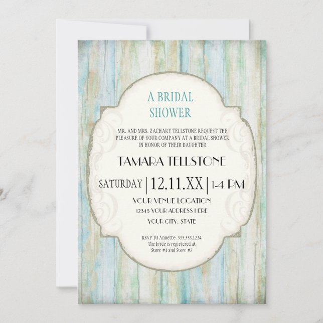 Invitación Driftwood Ocean Beach Coastal Shore Bridal Shower (Anverso)