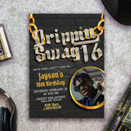 Invitación Drippin Swag 16 con foto