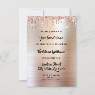 Invitación Drips Brillo Drips Rosa Boda Nupcial
