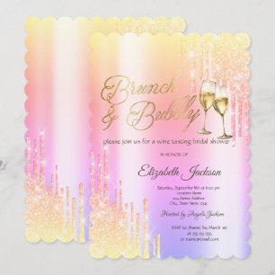 Invitación Drips Glass Brunch & Bubbly Ombre Desayuno Nupcial