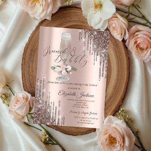 Invitación Drips, Glass, Rosas Desayuno Brunch y Burbujas par