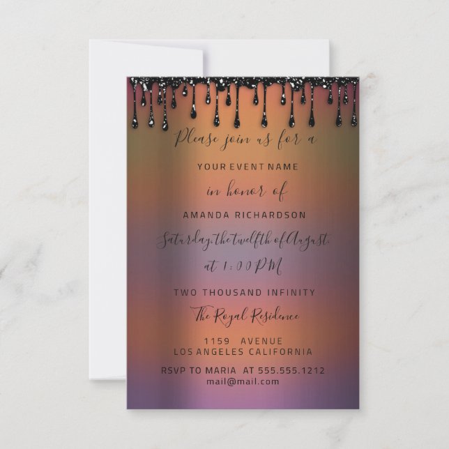 Invitación Drips Honey Sweet 16th Bridal Shower (Anverso)
