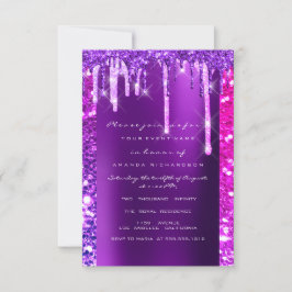 Invitación Drips Morado Rosa Ducha Bridal Dulce 16°