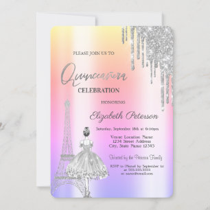 Invitación Dris, Torre Eiffel Ballerina Ombre Quinceañera