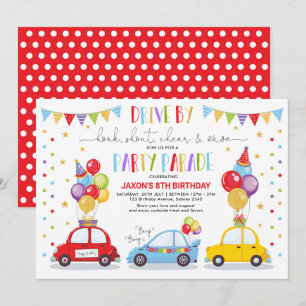 Invitación Drive By Birday Party Parade Quarantine Boy