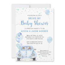 Drive By Blue Car Balloons Baby Shower