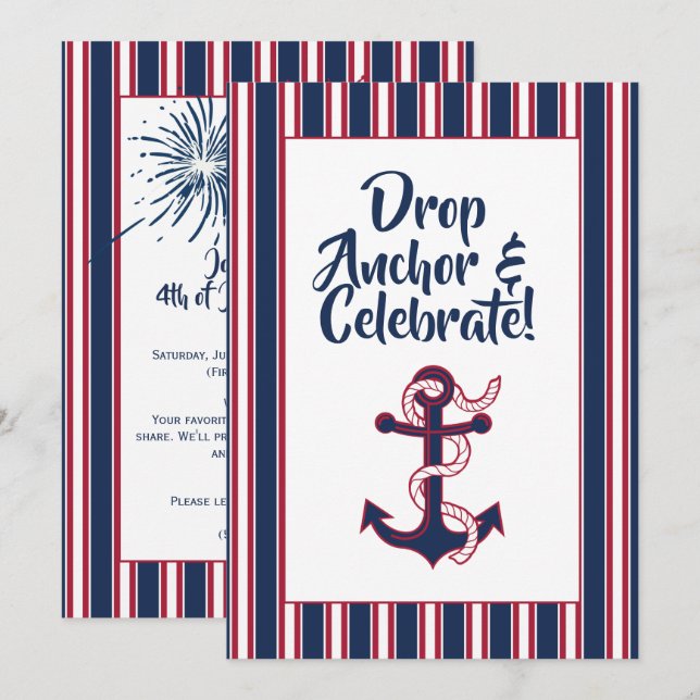Invitación Drop Anchor Coastal 4 de julio (Anverso / Reverso)
