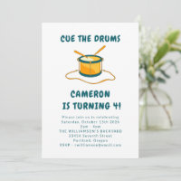 Drummer Drums Music Blue 4Cumpleaños Fiesta