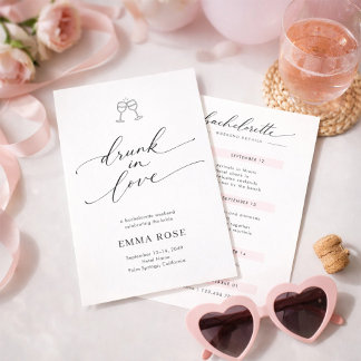 Invitación Drunk in Love Whimsy Script Bachelorette Weekend