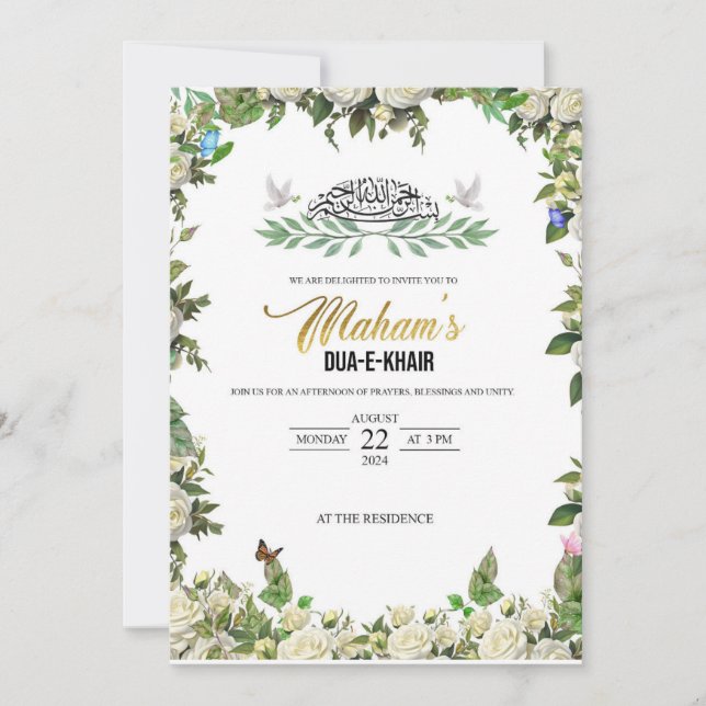 Invitación Dua e Khair (Anverso)