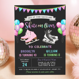 Invitación Dual Ice Skating Birthday Invitation