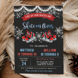 Invitación Dual Ice Skating Birthday Invitation for Boys