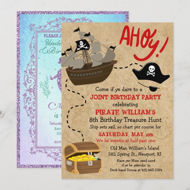INVITACIÓN DUAL - Invitación de cumpleaños de pira (Anverso / Reverso)